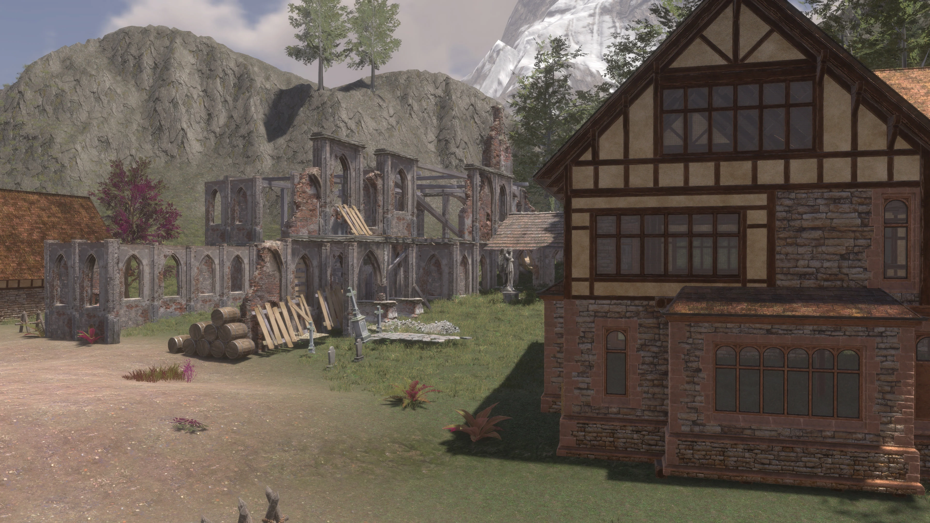 The village at the foot of the towers