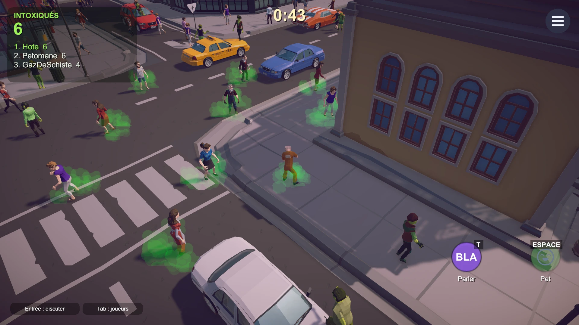 A multiplayer match in the city, the crowd in distress