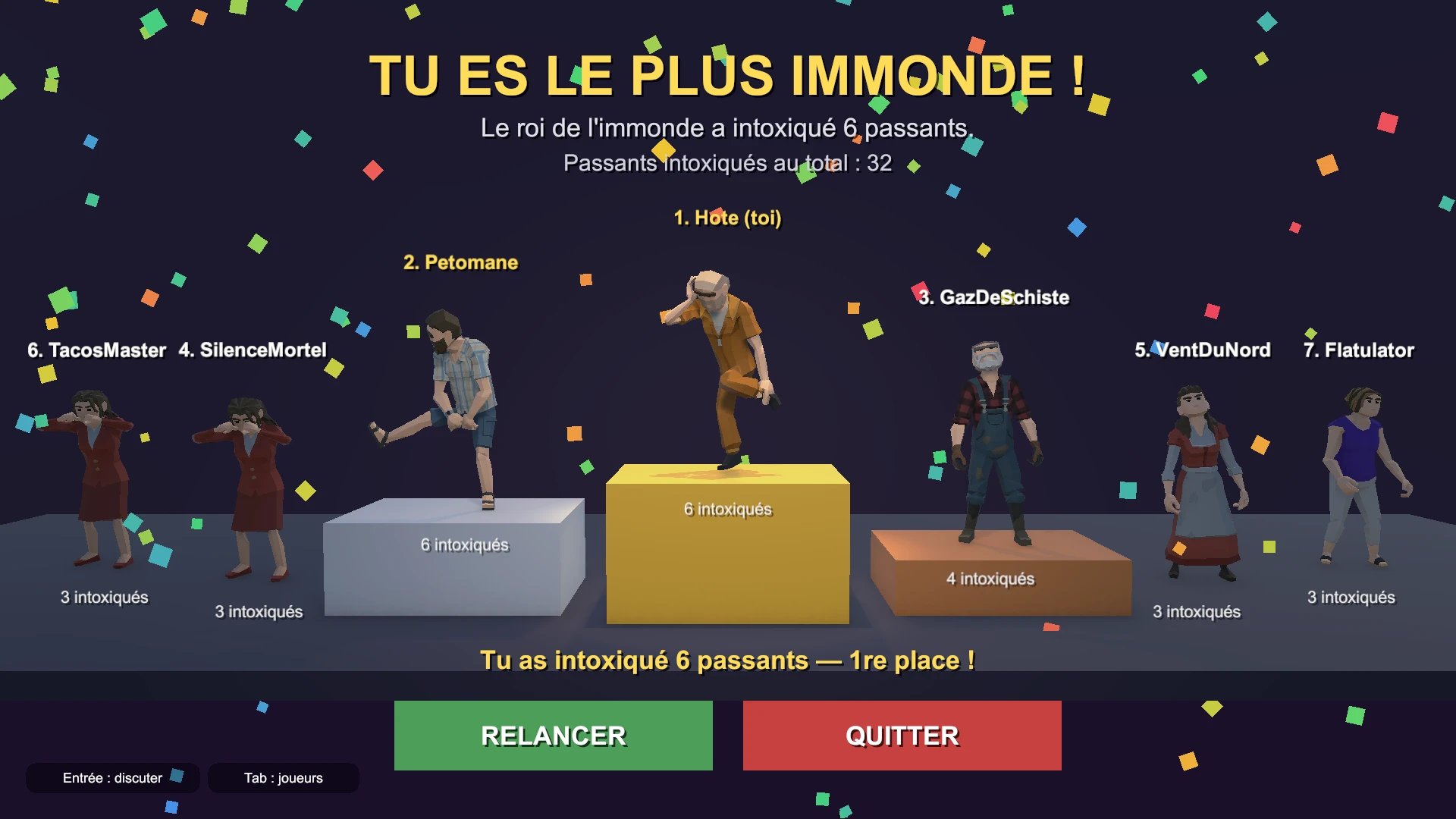 The end-of-match podium in multiplayer